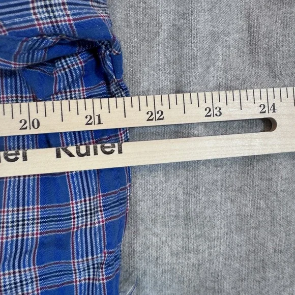 Penguin Munsingwear Shirt Mens 16 34/35 Large Blue Red Plaid Heritage Slim Fit - Picture 9 of 10